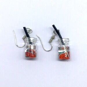 NEW watermelon water w/straw fashion earrings